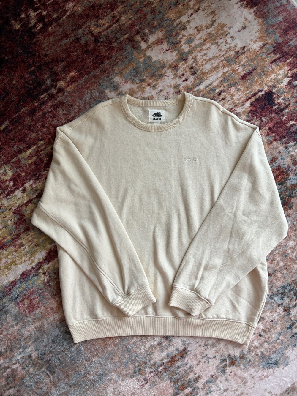 Roots Cream-Colored Crewneck Sweatshirt